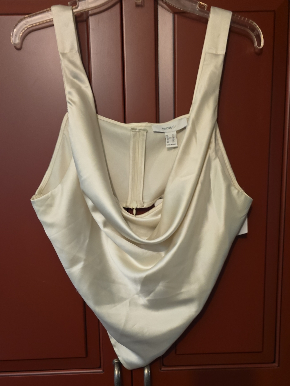 Forever 21 Cream Satin Cowl Neck Camisole